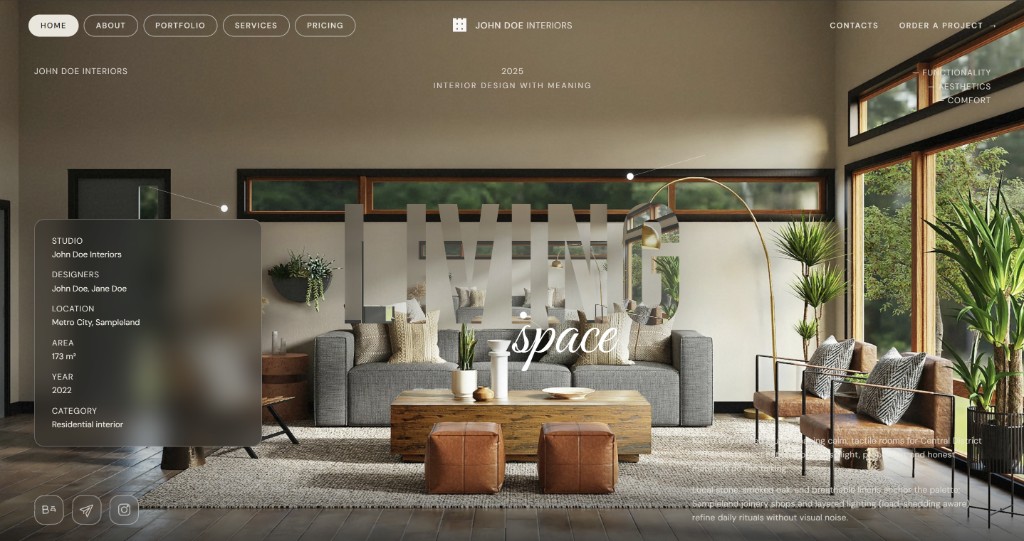 Custom business website with hero imagery and glassmorphism panels by 4DS Solutions